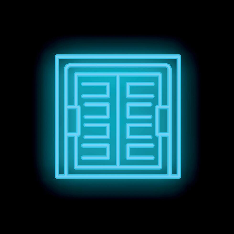 Neon icon of garage door glowing on black background vector
