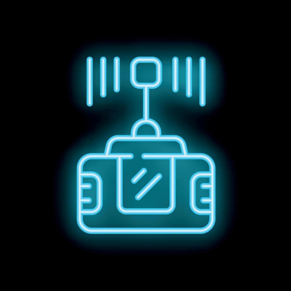 Neon cable car icon glowing on dark background vector