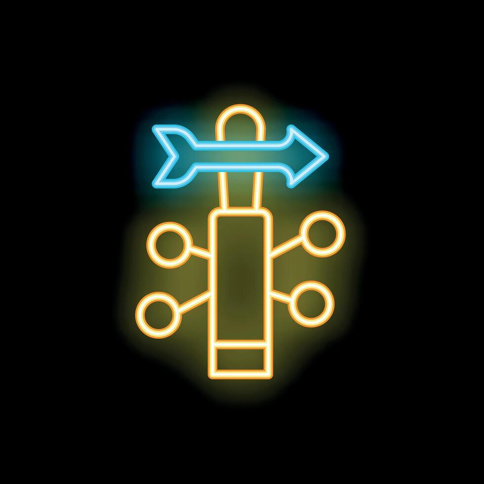 Neon sign representing choosing the right direction in life coaching vector