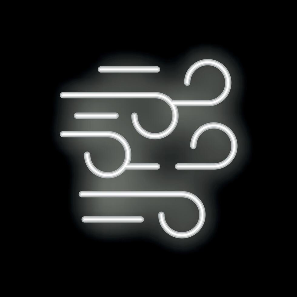 White neon sign showing wind blowing on black background vector