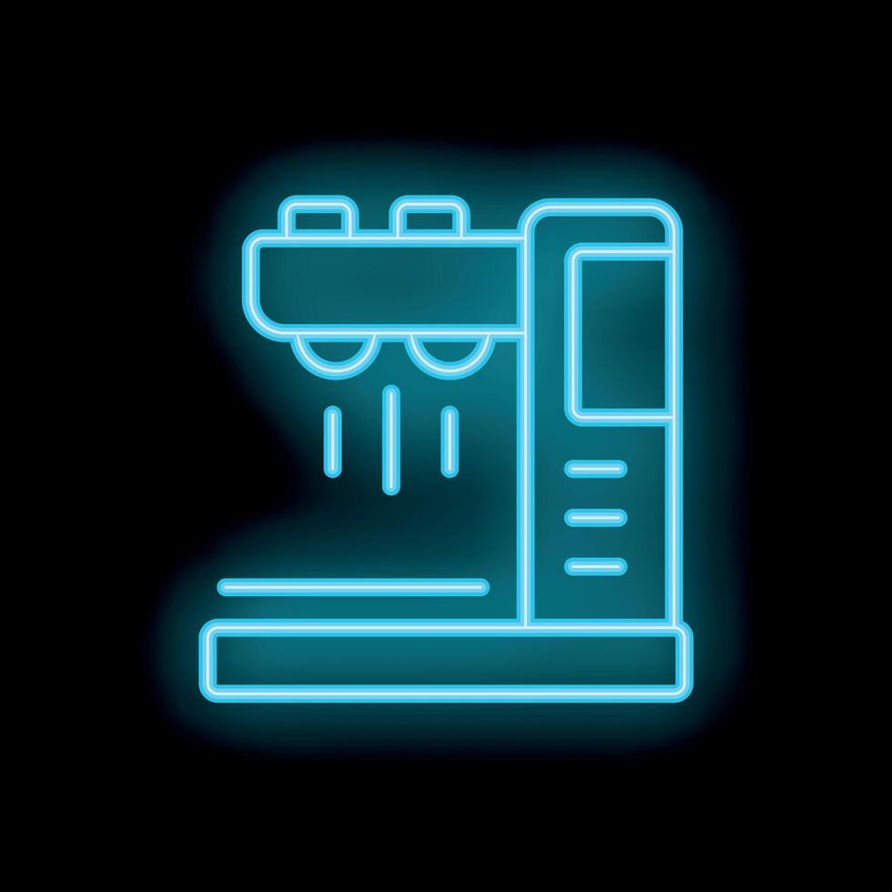 Neon sign of professional coffee machine making espresso vector