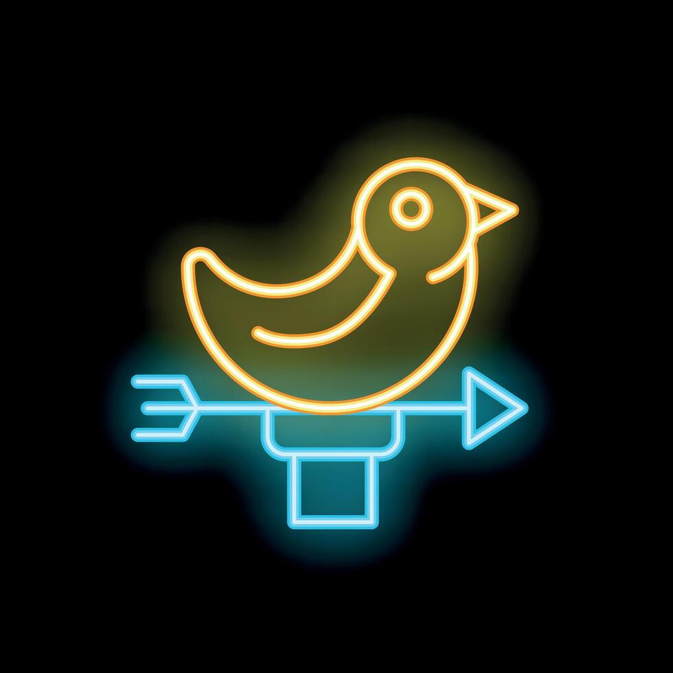 Neon weather vane showing wind direction with a bird on top vector