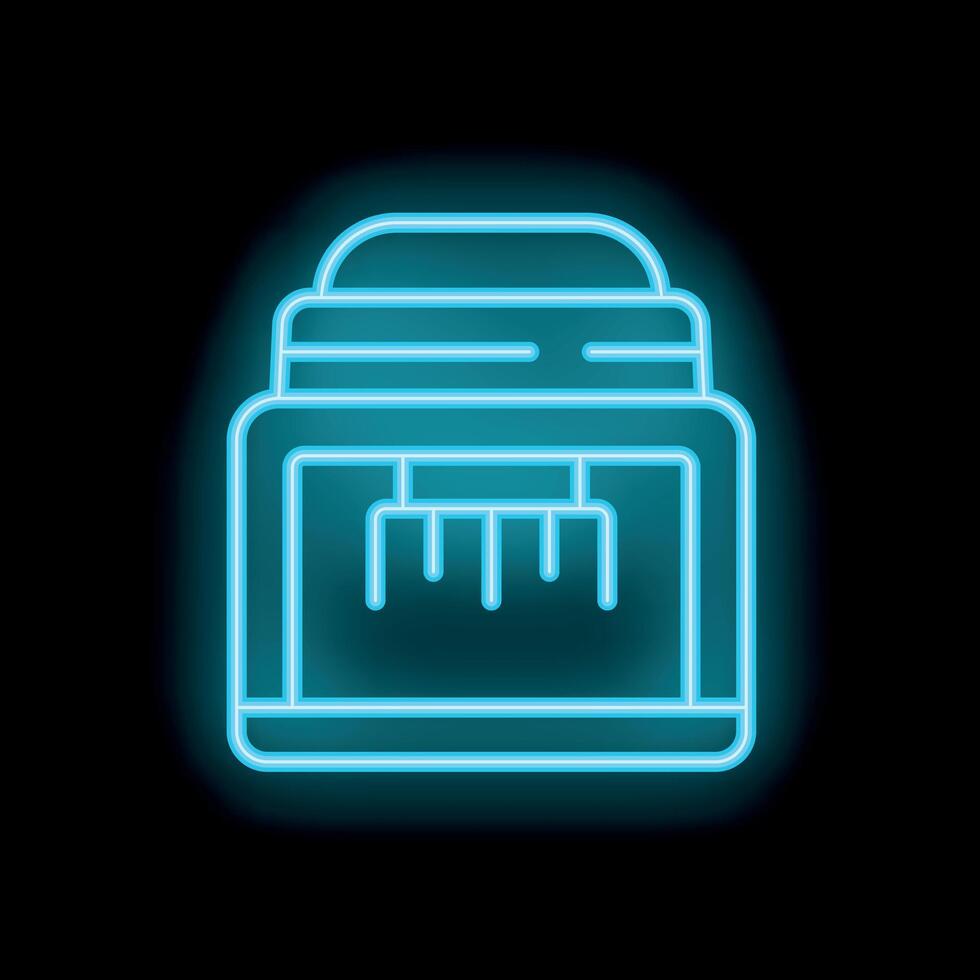 Glowing neon icon of food processor for food processing needs vector