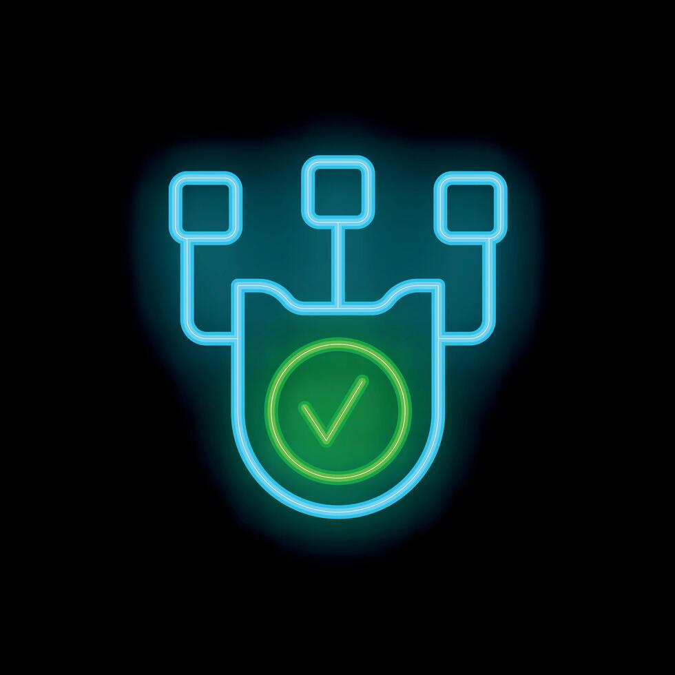Neon icon of database security presenting data protection and privacy vector