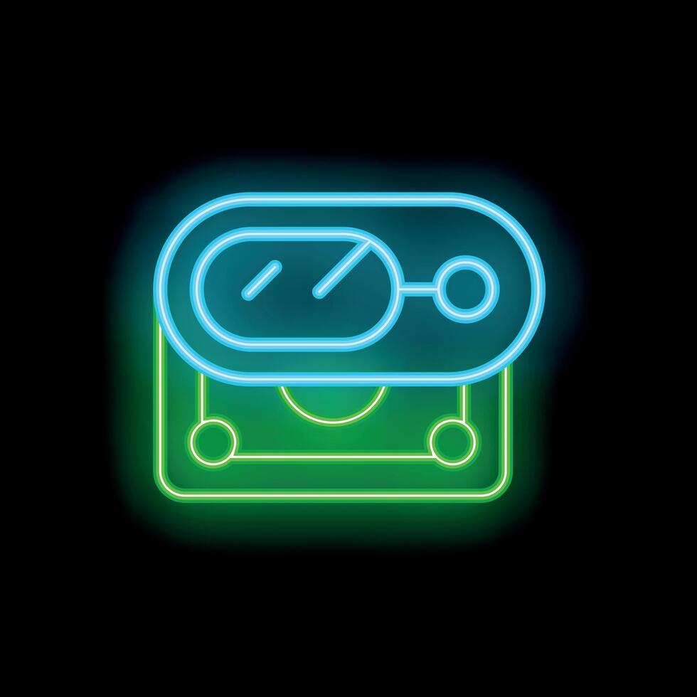 Neon icon of contactless payment using pos terminal on black background vector
