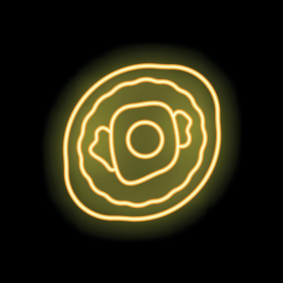 Neon icon of fried egg sunny side up glowing on black background vector