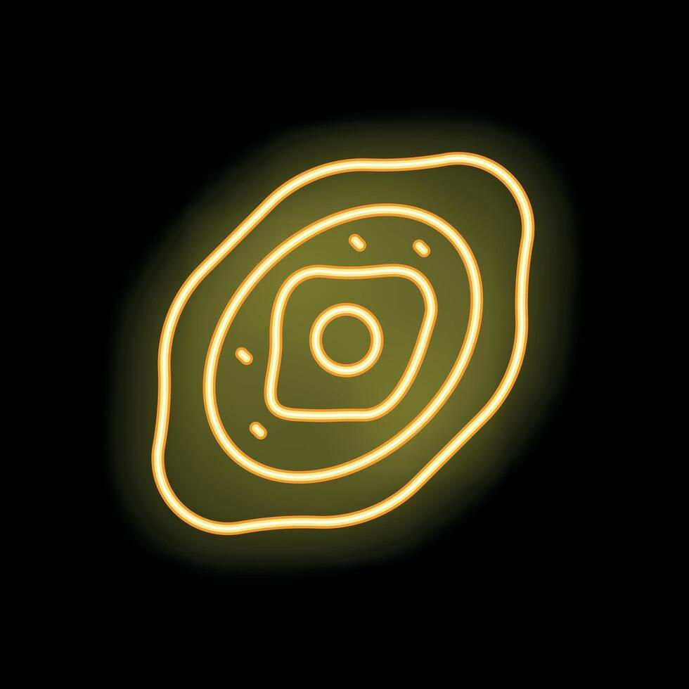 Neon yellow casino chip glowing on black background vector