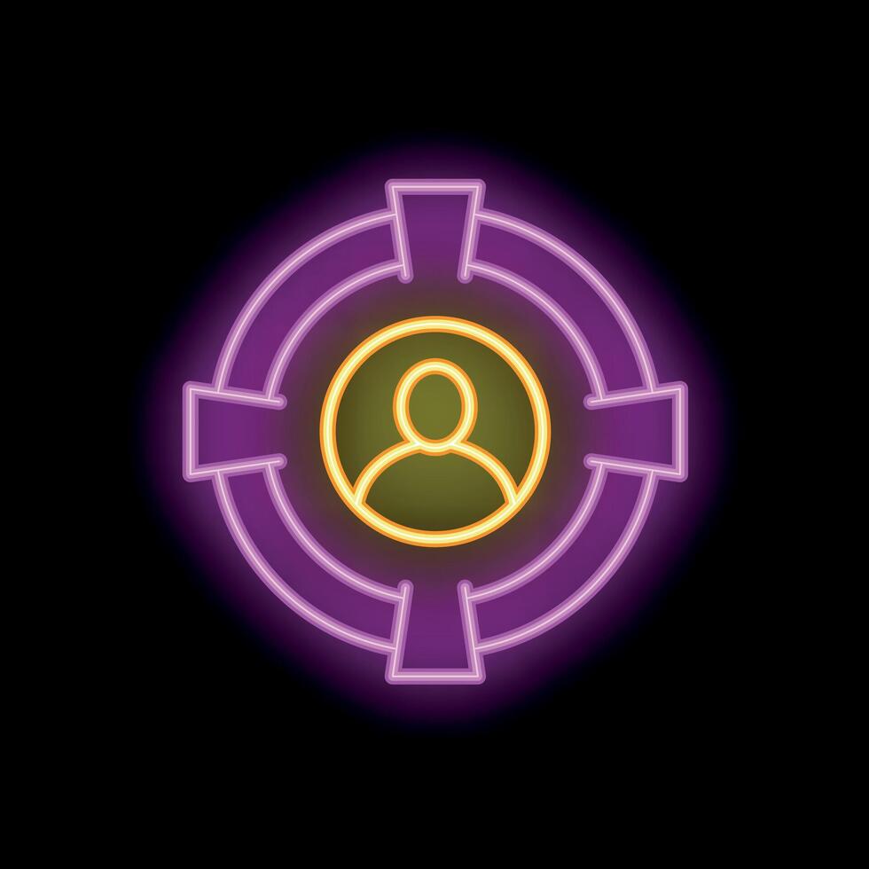 Neon icon of target audience representing client focus in business strategy vector