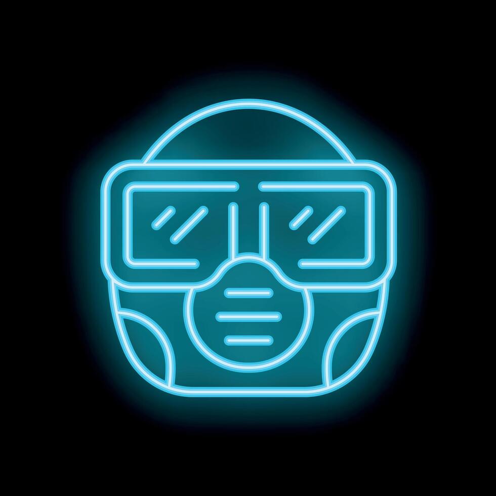 Neon sign of a worker wearing protective glasses and mask vector