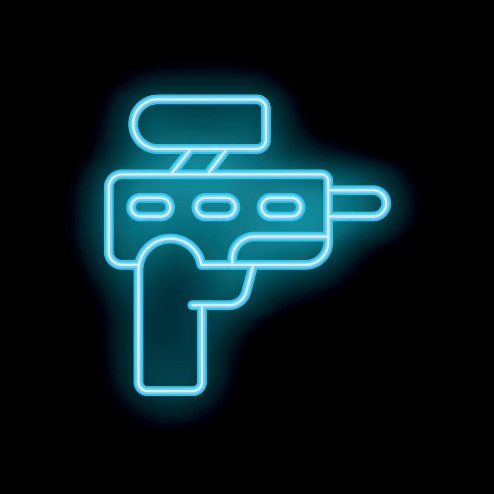 Neon sign of paintball gun against a black background vector