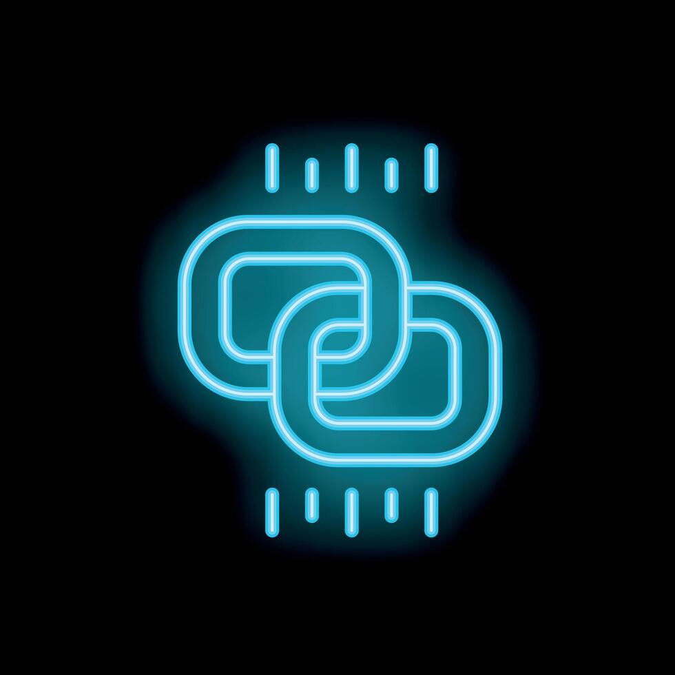 Neon blue chain link glowing on black background vector