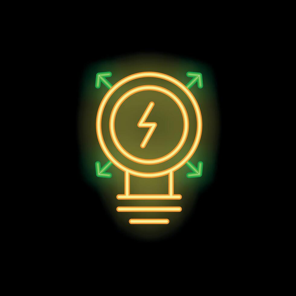 Neon light bulb icon representing brainstorming process vector