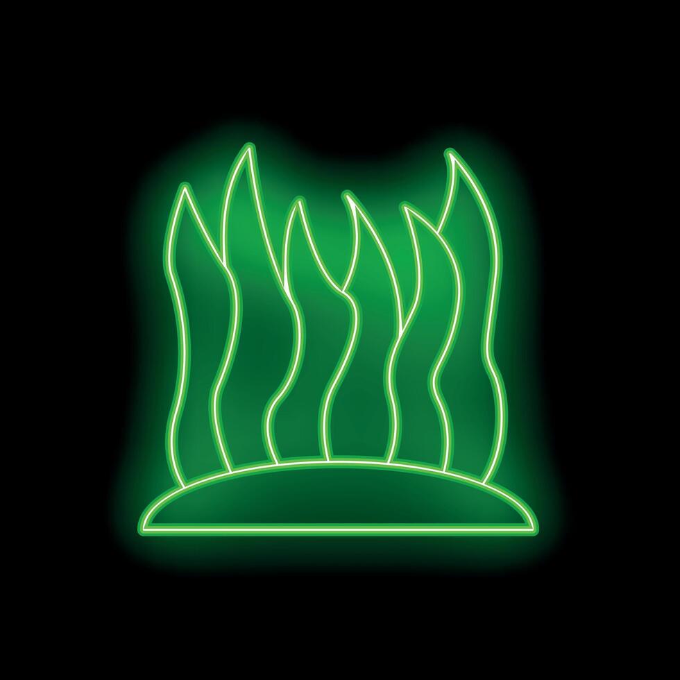 Green neon sign showing seaweed growing from the seabed vector