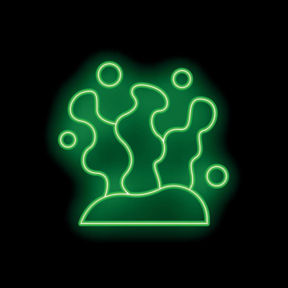 Neon green seaweed glowing on black background vector