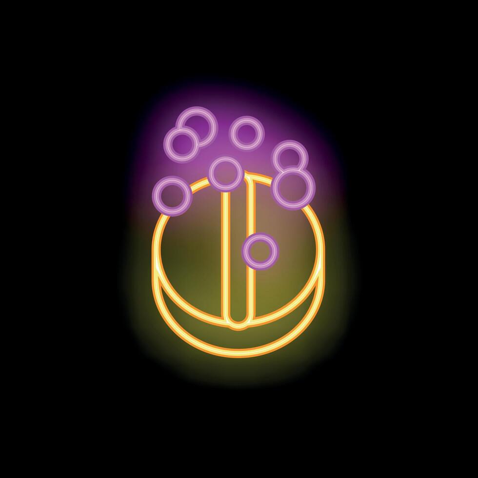 Neon effervescent soluble pill dissolving in water icon vector