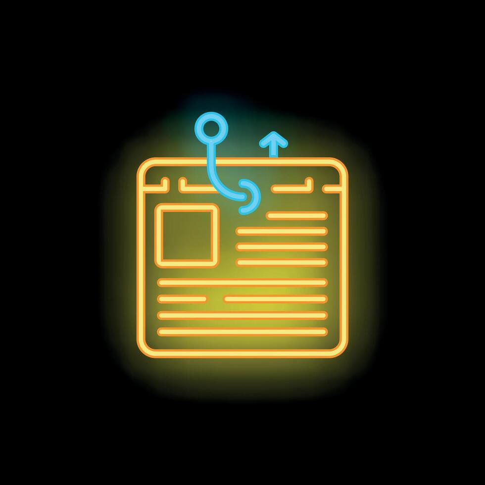 Neon icon of web design wireframe representing user interface design vector