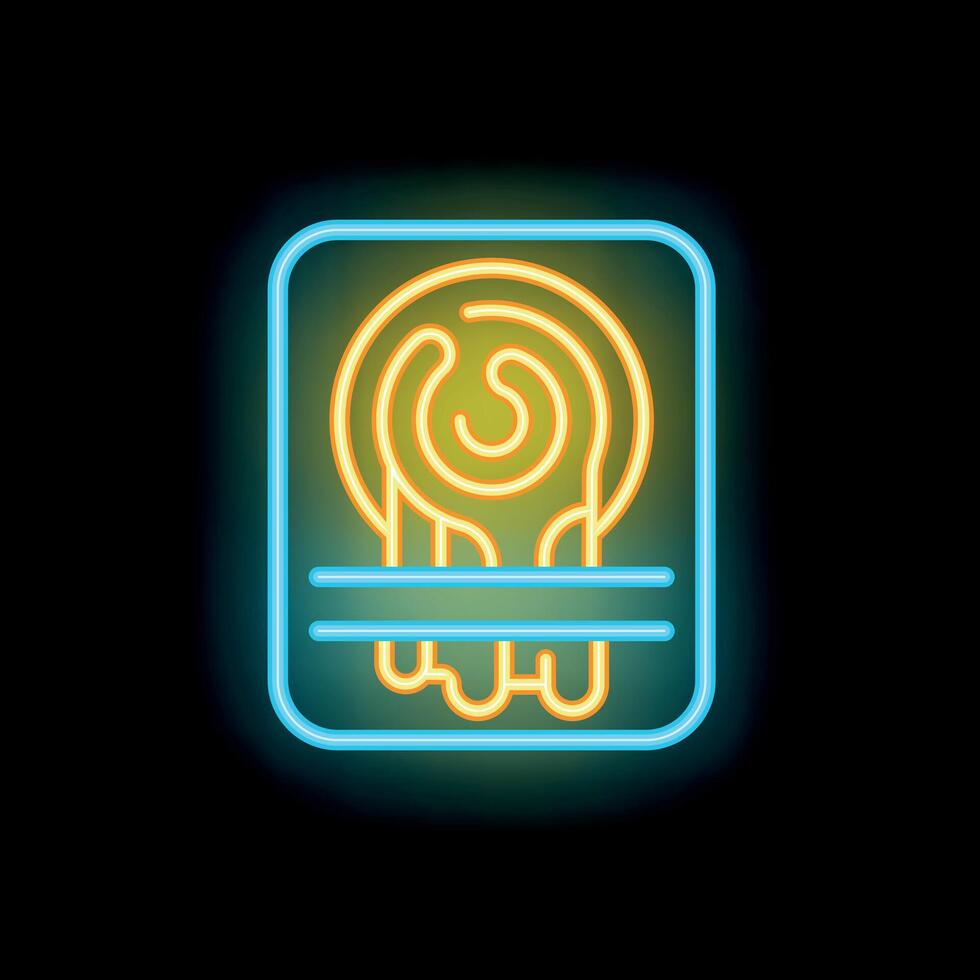 Neon slot machine showing three identical symbols winning combination on dark background vector