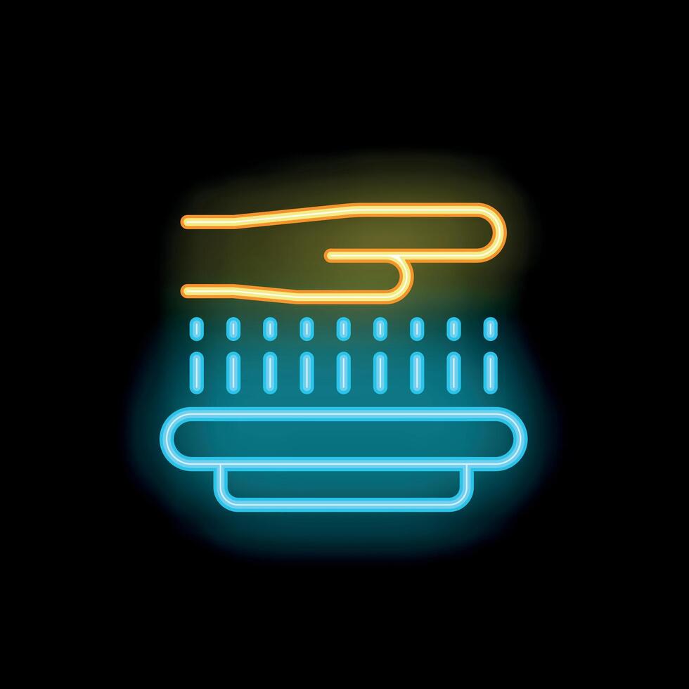 Hand seeding crops in smart farm neon sign icon vector