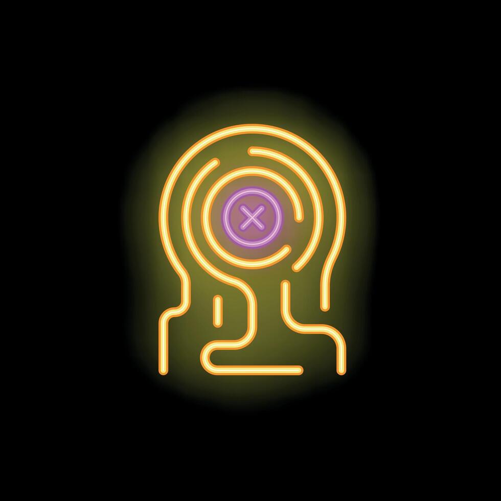 Neon sign representing fingerprint security system with closed access vector