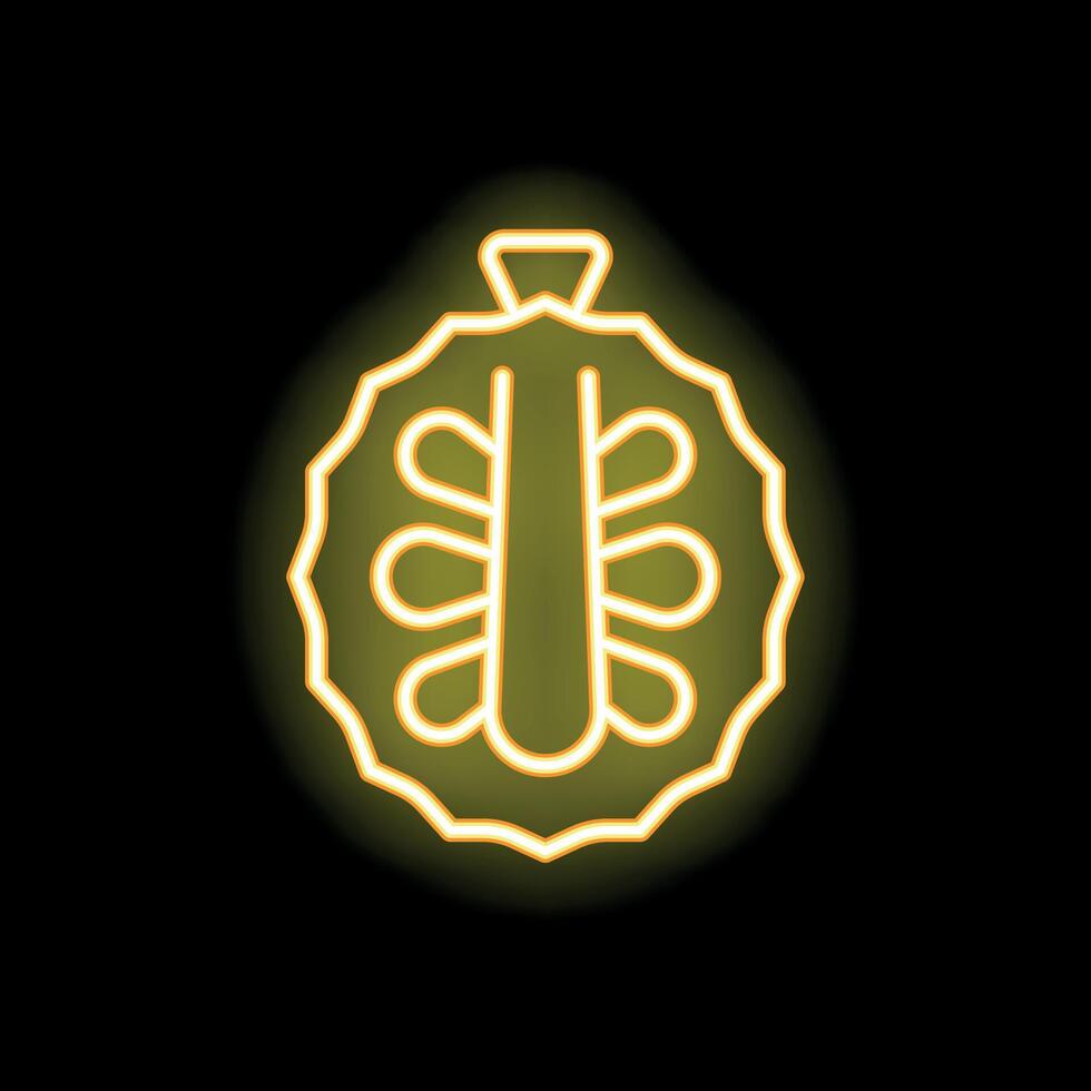 Neon icon of durian fruit glowing on black background vector