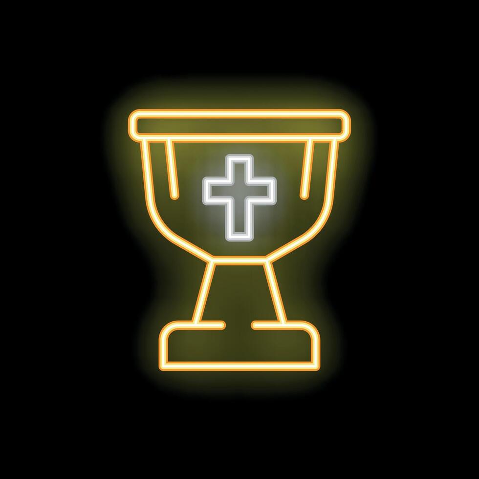 Glowing neon line christian chalice icon isolated on black background illustration vector
