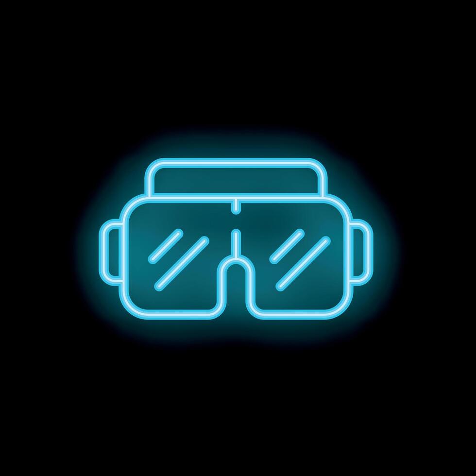 Blue neon vr glasses icon glowing in the dark vector