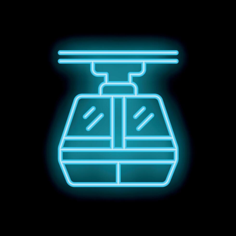 Glowing neon icon of cable car gondola on black background vector