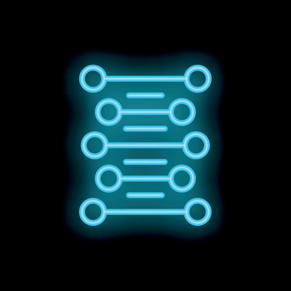 Glowing neon blue dna chain on black background vector