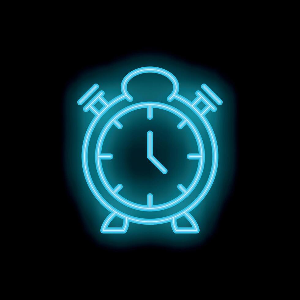 Neon blue alarm clock shining in the dark vector