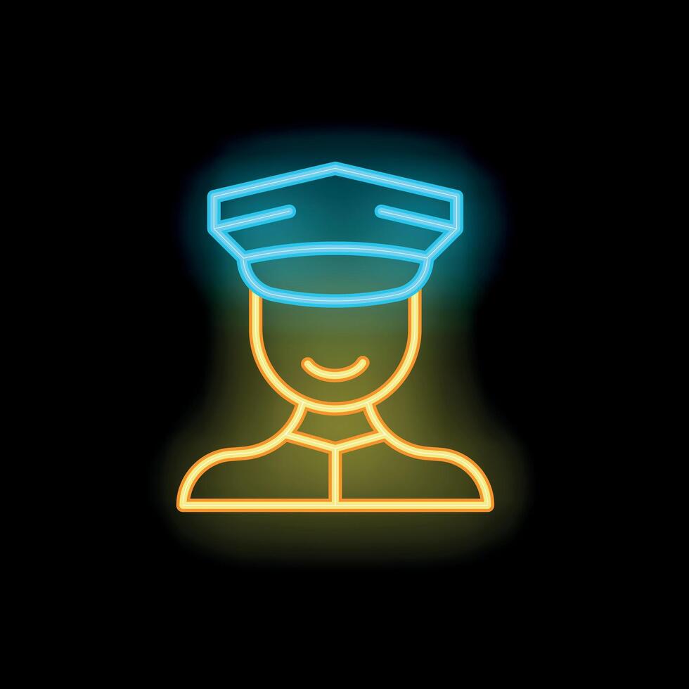 Neon sign showing smiling taxi driver wearing hat vector