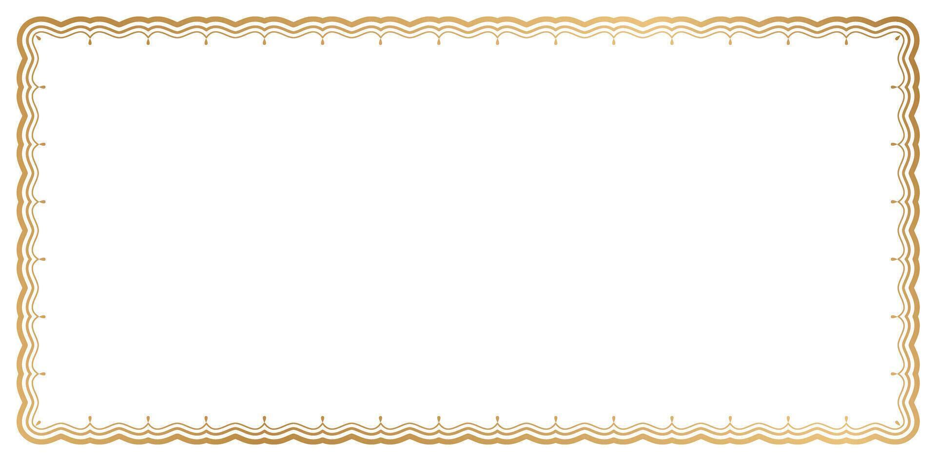 wavy lines paper frames with clipping path golden colors isolated white backgrounds for frame picture and images, certificate of commendation, borders divider, labels, photos framed minimalist designs vector