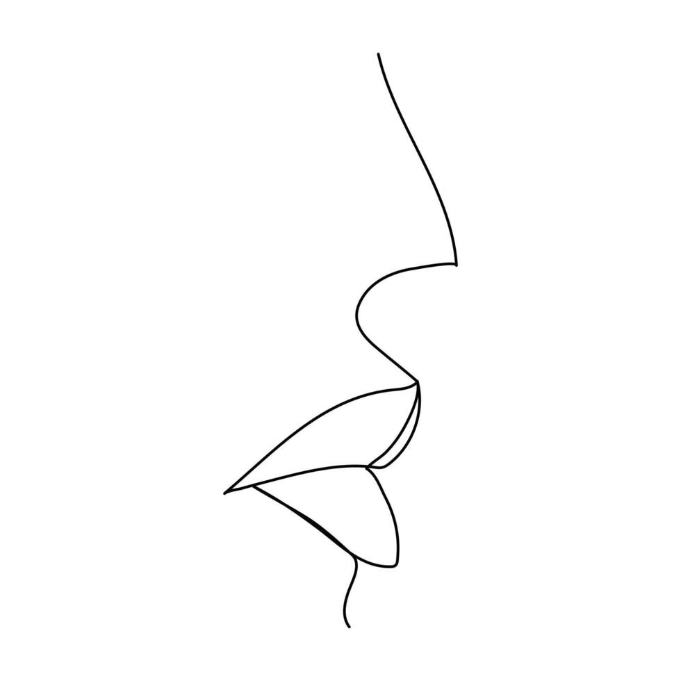 Woman lips continuous line drawing. Abstract minimal woman portrait. Logo, icon, label vector