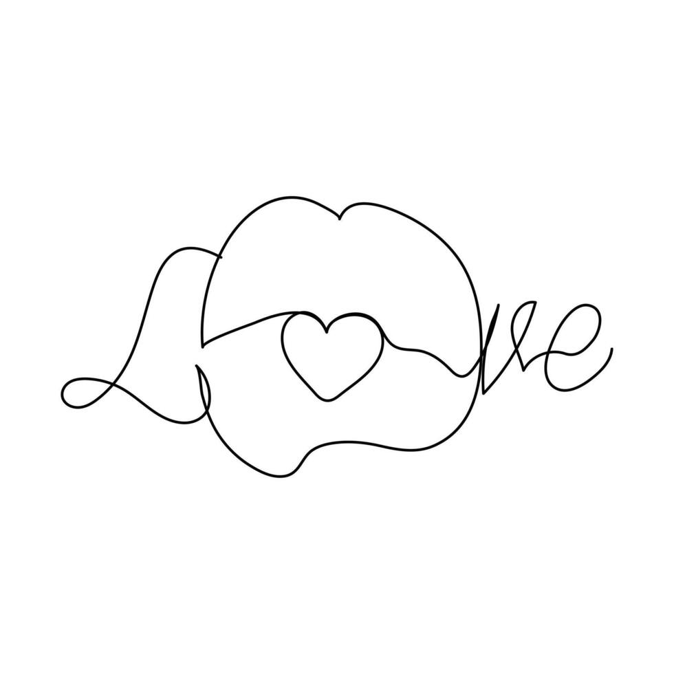 lips continuous one line drawing illustration art. vector