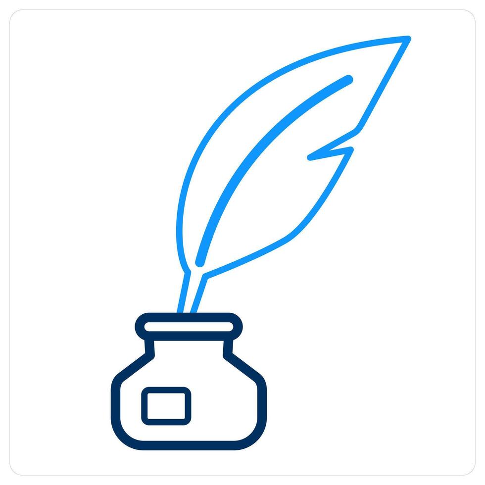 Inkpot and quill icon concept vector