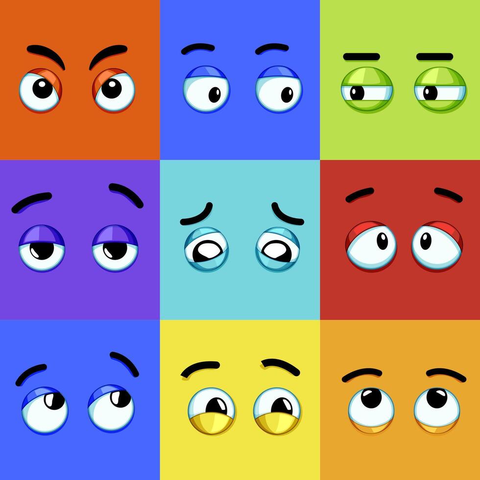 eye emotions set cartoon illustration vector