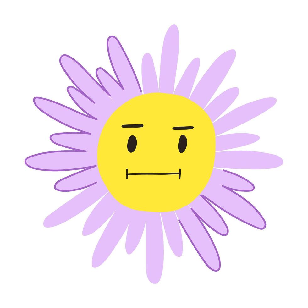 vibrant flower face cartoon illustration vector