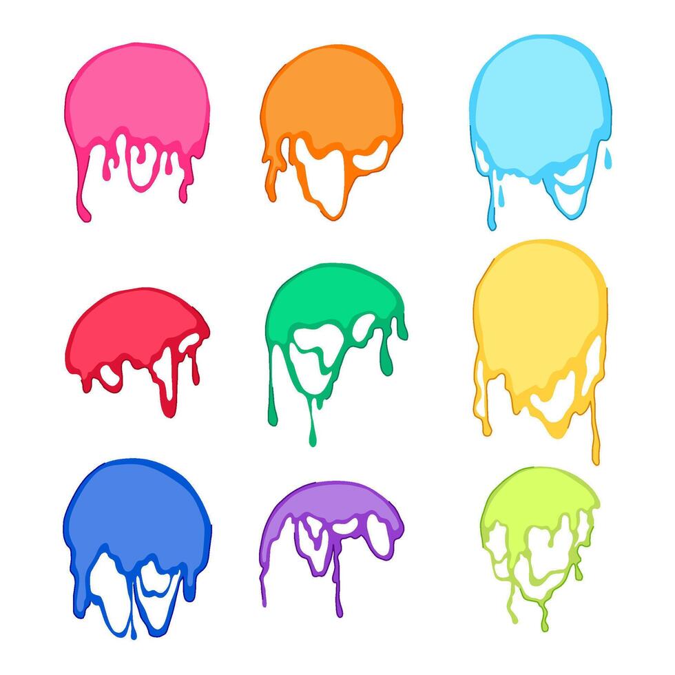 melted circle set cartoon illustration vector