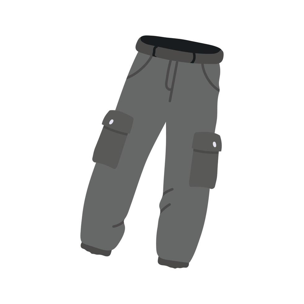 Functional black cargo pants with pockets for utility and style vector