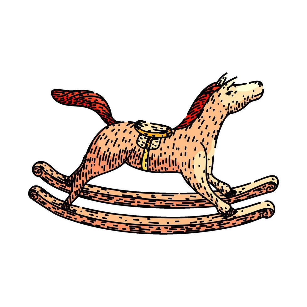 handcrafted rocking horse sketch hand drawn vector
