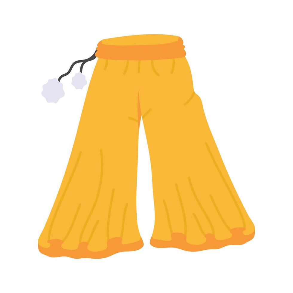 Icon of a wide legged yellow pants with a floral waistband detail vector