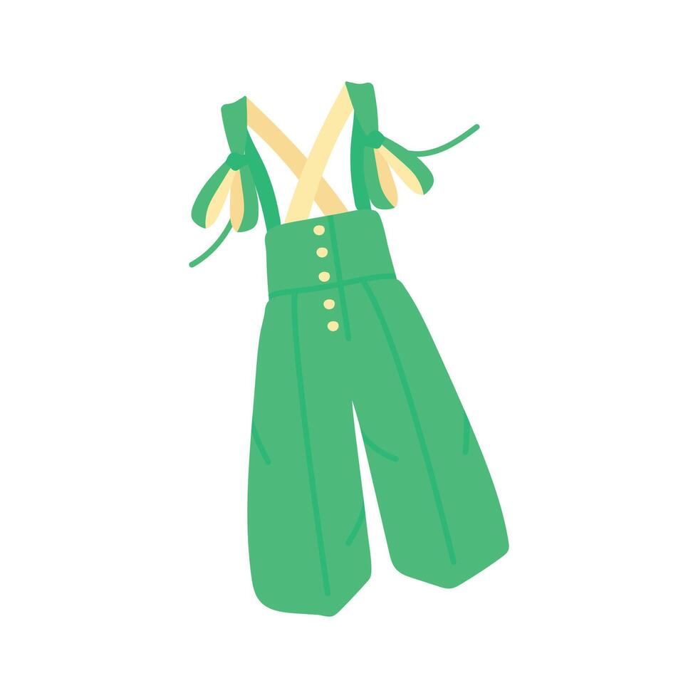 Icon of wide legged overalls with bow straps and a flared bottom vector
