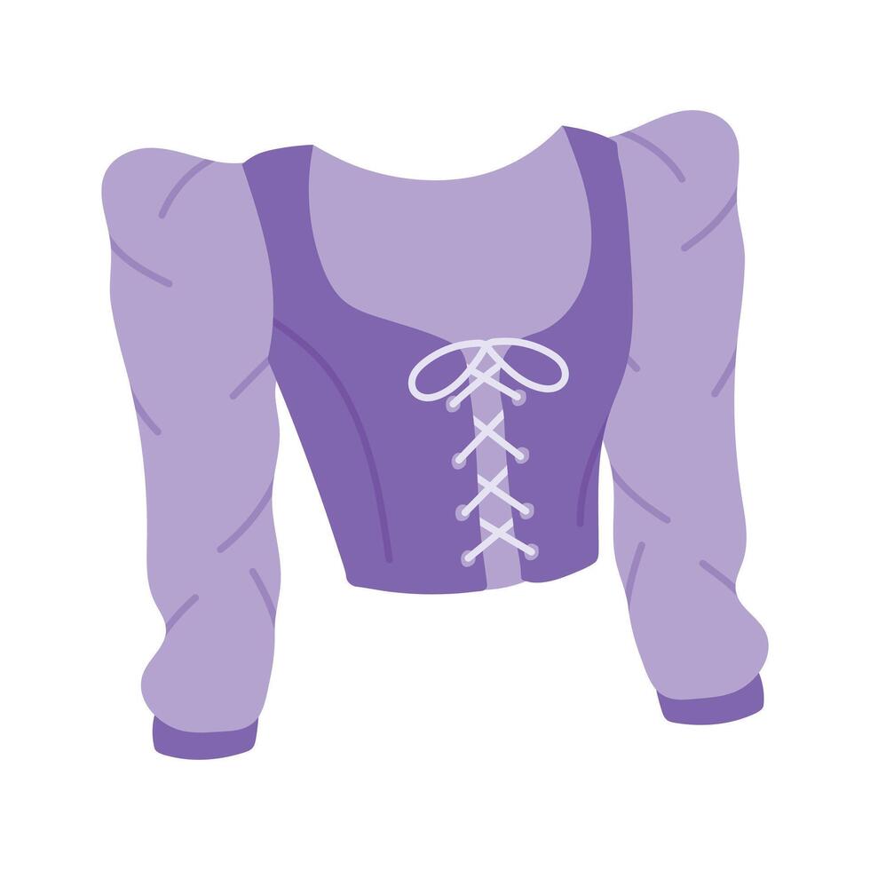 An amazing icon of blouse with lace up detailing and puffed sleeves vector