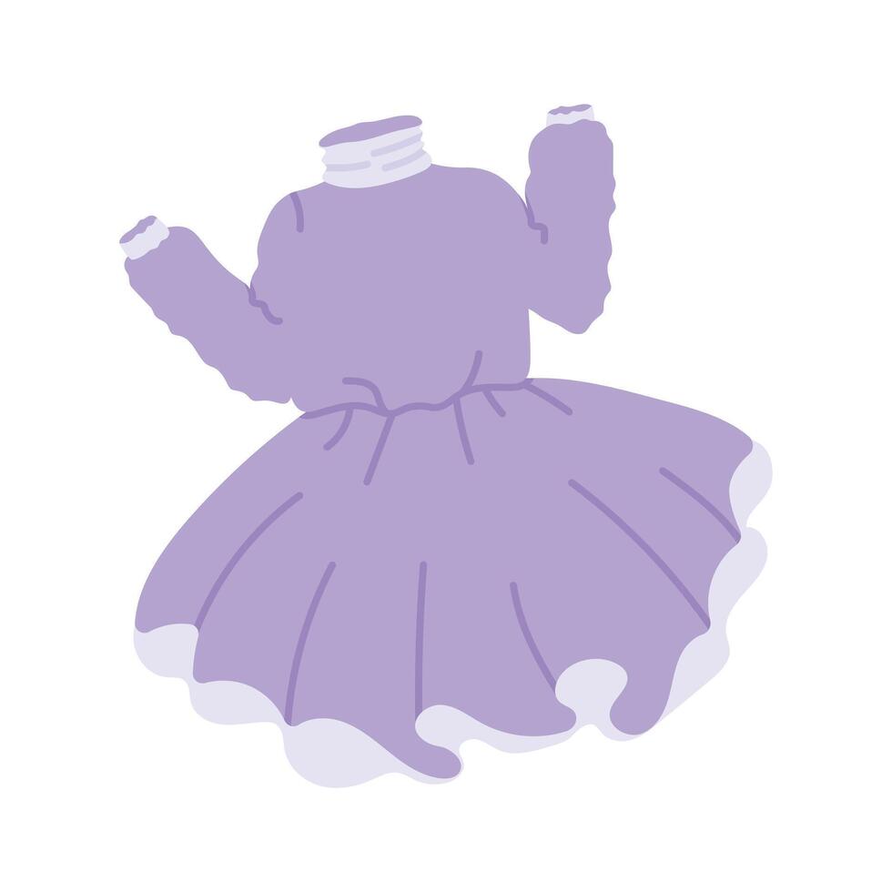 Charming lavender dress with puff sleeves and tiered skirt vector
