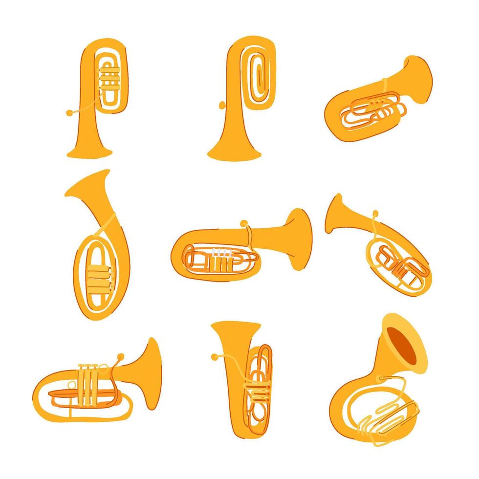 tuba set cartoon illustration vector