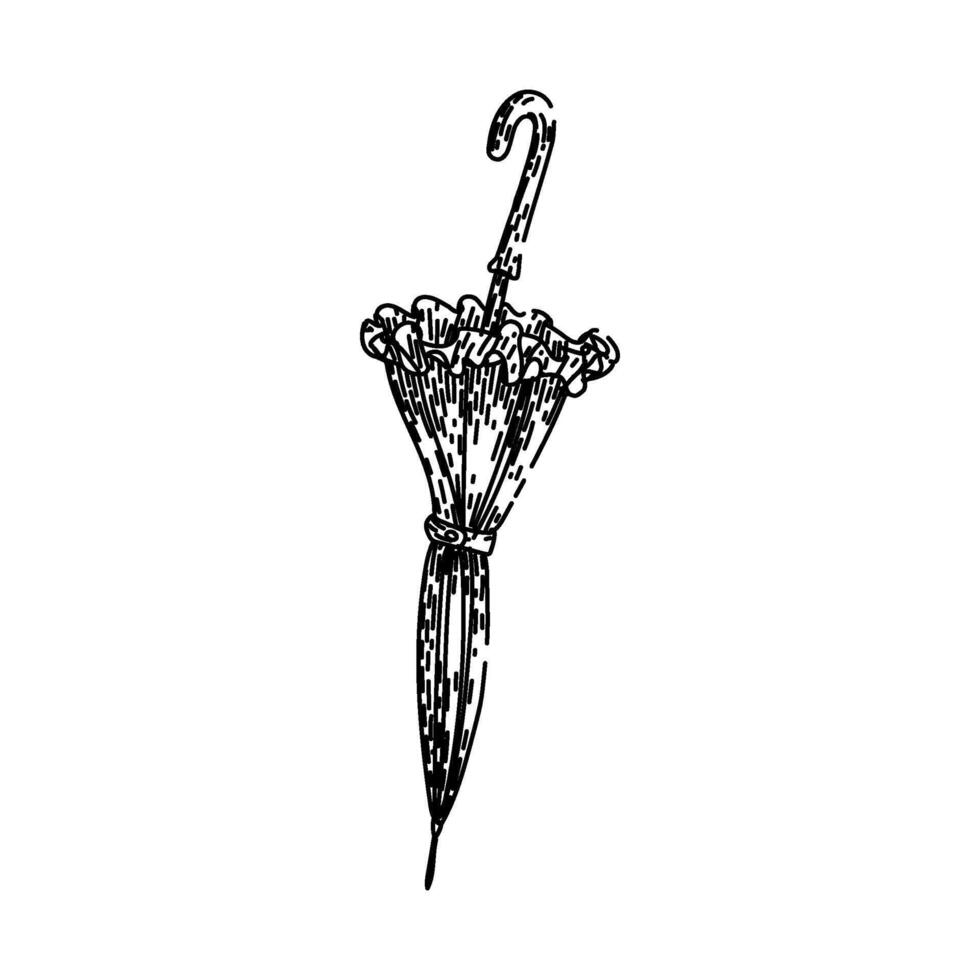 retro umbrella sketch hand drawn vector