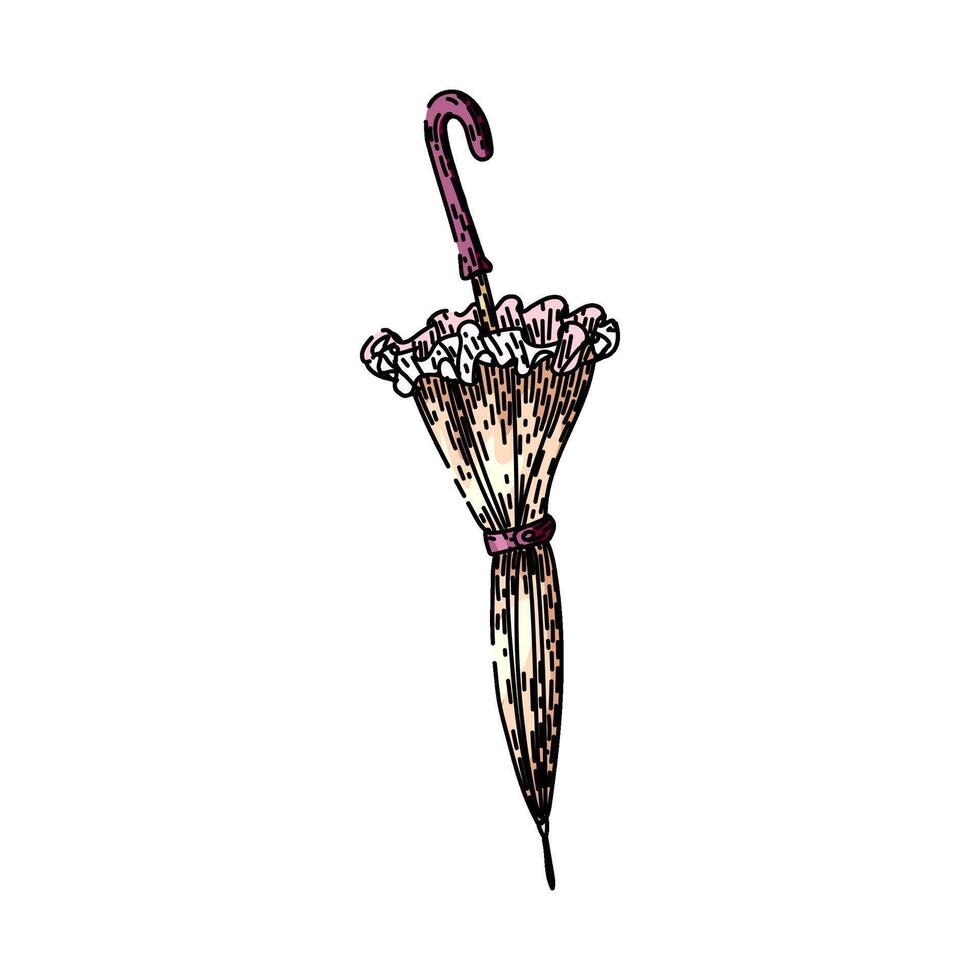 retro umbrella sketch hand drawn vector