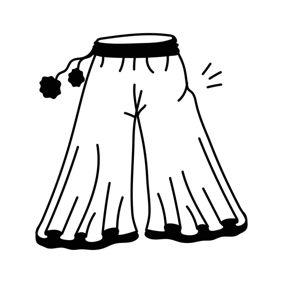 Icon of a wide legged yellow pants with a floral waistband detail vector