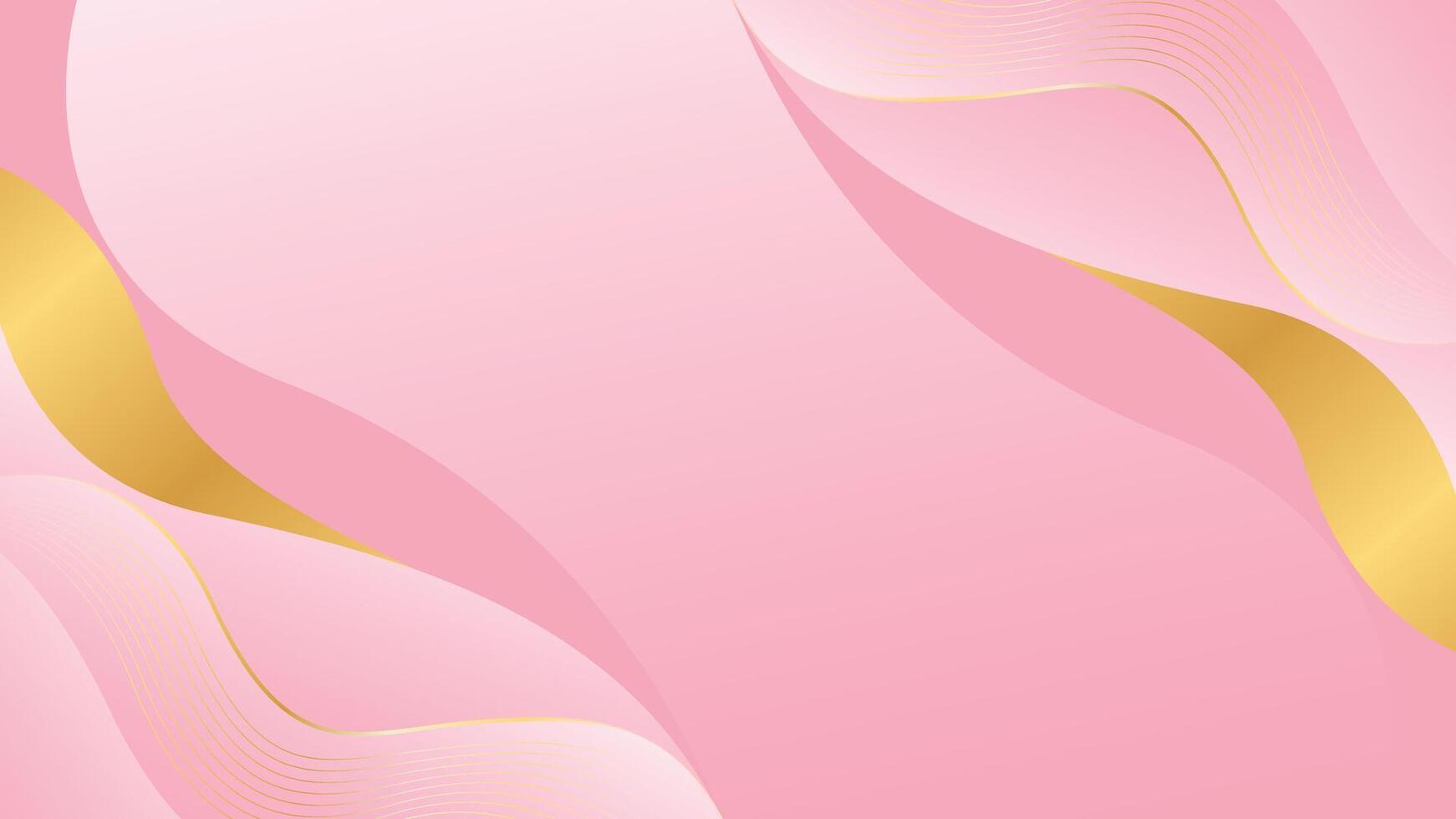 Abstract pink beauty luxury elegant background with gold lines. Modern wallpapers with wave shapes vector