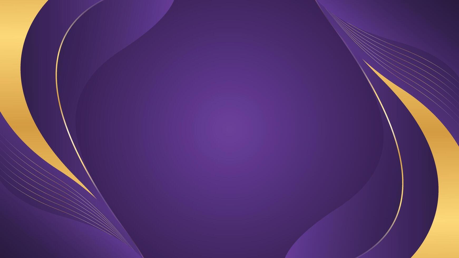 Purple luxury background design with gold lines. Abstract wave background vector