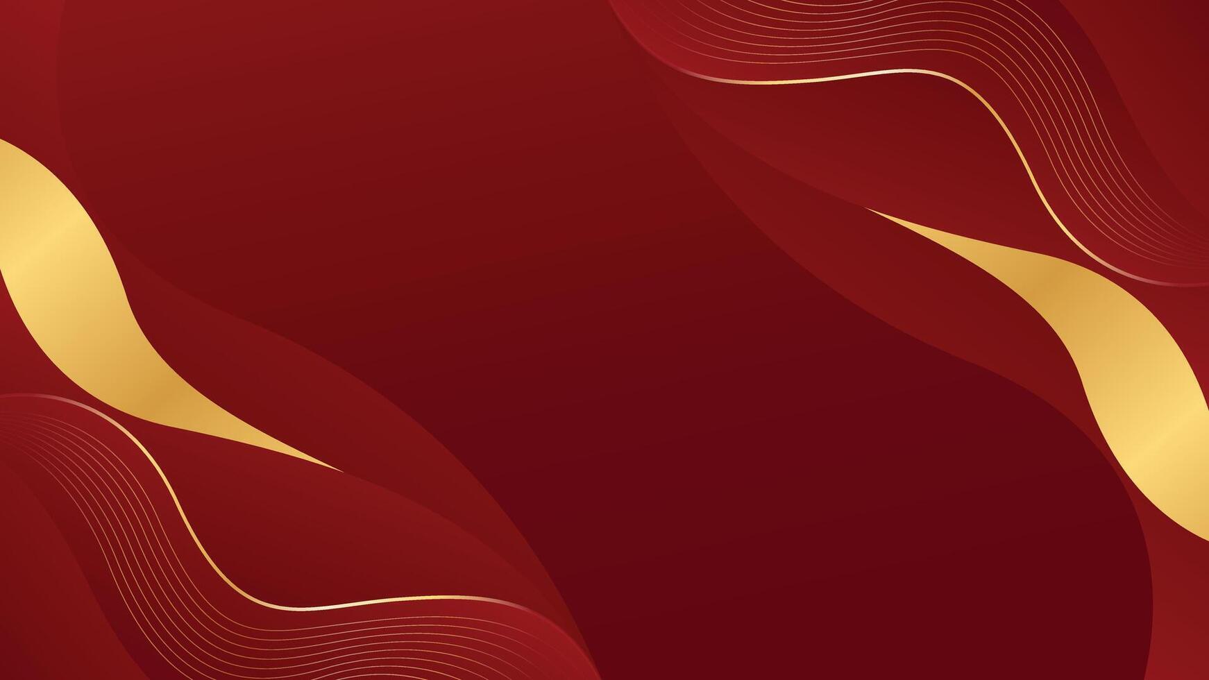 Abstract red luxury elegant background with gold lines. Modern wallpapers with wave shapes vector